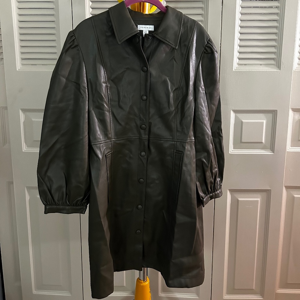 Large Topshop Army Green Midi Button Down Dress